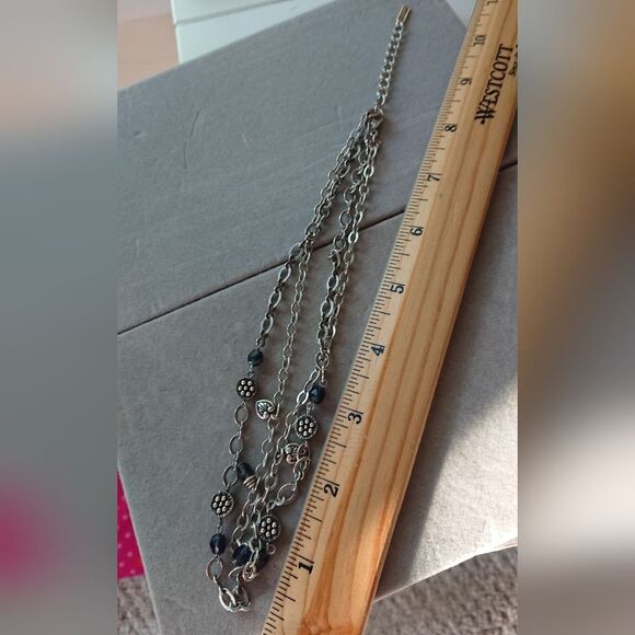 Napier Silver Tone Beads and charms double layered Chain Necklace - Picture 6 of 8